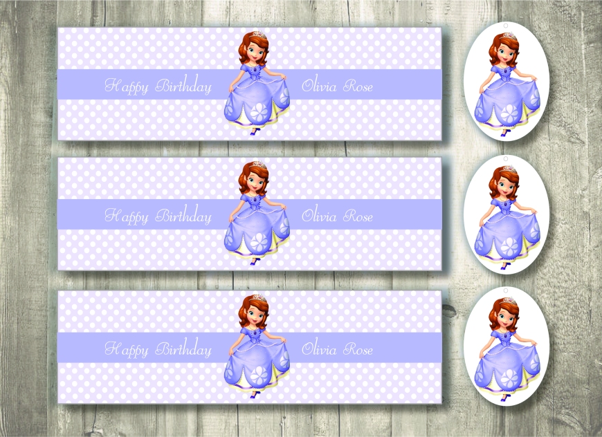 Sophia the First Printable Water Bottle Labels